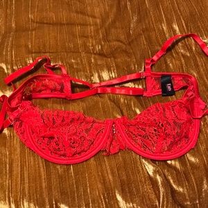 Red Lace Bra Eats Lingerie